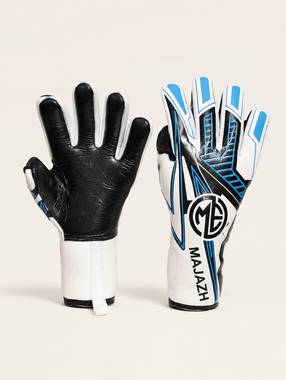 White and blue Majazh goalkeeper glove model