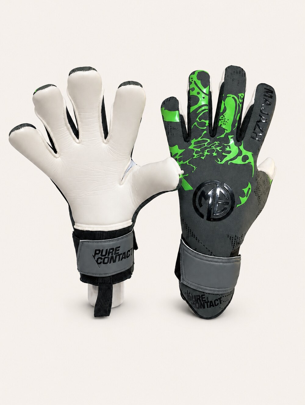 Grey and green Majazh goalkeeper glove model